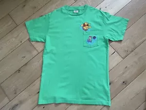 Vintage Disney Store Winnie The Pooh T-Shirt Men’s Medium Green Pocket 90s - Picture 1 of 11