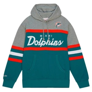 Licensed Miami Dolphins Mitchell and Ness Head Coach Hoodie New - Picture 1 of 2