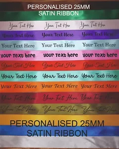 Custom Personalised Satin Ribbons 25mm Width Gift wrapping , Crafting, Custom - Picture 1 of 9