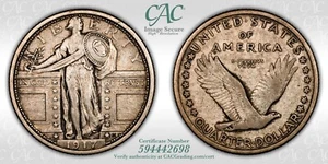 1917 Type 1 Standing Liberty Quarter CACG XF-40 CAC - Picture 1 of 3