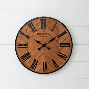 Rustic large Round Cottage Wooden Wall Clock - 23.5 inch - Picture 1 of 1