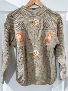 NEU Designers Original Haferflocken Damen Knoten Blume Pullover Größe Med - Bild 1 von 5
