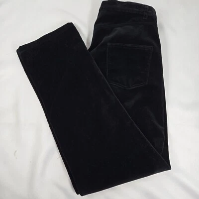 Laura Ashley Velvet Pants Cotton Blend Black Trousers Womens Size 12 High Waist - Image 1 of 4