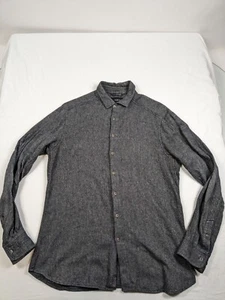 Wings + Horns Hemd Herren Large grau schwarz Knopfleiste Baumwolle Preppy meliert - Bild 1 von 8
