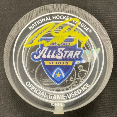 AUSTON MATTHEWS Signed 20’ All-Star Official Game-Used Ice Puck FANATICS B315839 - Image 1 of 4