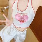 Hanging Neck Tank Top Heart-shaped Print Camisole  Spicy Girl
