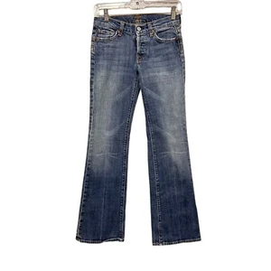Seven 7 For All Mankind Boy Cut Jeans Womens 28 Blue Button Fly Bootcut Low Rise - Picture 1 of 8