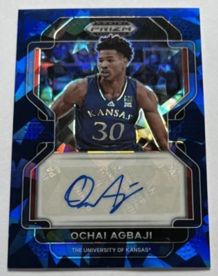 2022-23 Panini Prizm Draft Picks BLUE Cracked ICE Ochai Agbaji Auto /75 #DP-OCH - Image 1 of 2