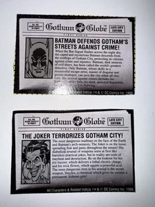 2 Vintage 1989 Batman Action Figure Cut Out Insert Bio Cards! Batman & The Joker - Foto 1 di 2
