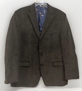 Chaps Gray/Green Corduroy 2 Button Blazer Sport Coat Men’s Size 44L Elbow Patch - Picture 1 of 12