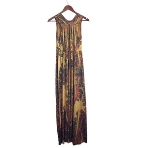 One World Damen Maxikleid S gelb Batik Print Retro Style Boho Jersey Stretch - Bild 1 von 11