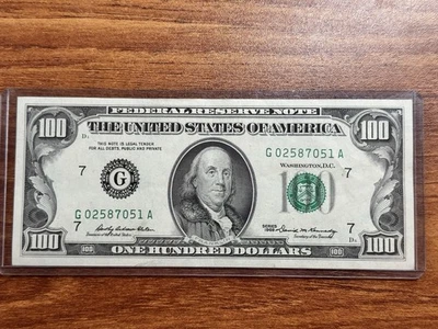 1969 $100 One Hundred Dollar Federal Reserve Currency Note CRISP BU G02587051A - Image 1 of 4