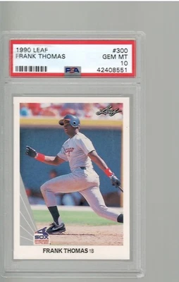 1990 LEAF # 300 FRANK THOMAS ROOKIE PSA 10 - Image 1 of 2