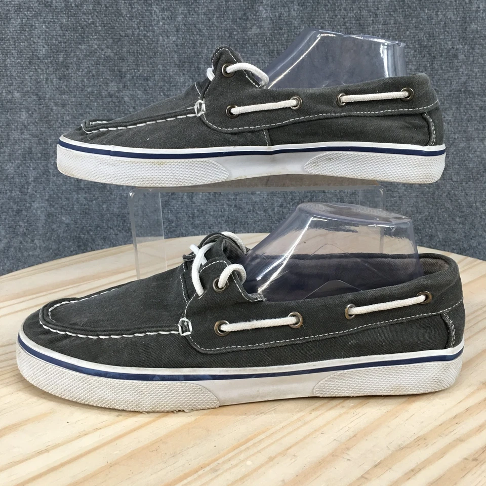 Thom McAn Shoes Mens 10 M Gray Casual Boat Canvas Slip On Lace Up Low Top - Image 1 of 4