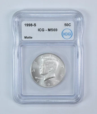 1998-S Kennedy Half Dollar Matte MS69 ICG - Image 1 of 4