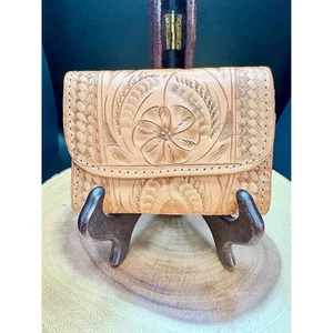 Vintage Handmade Floral Leather Wallet - Bild 1 von 7