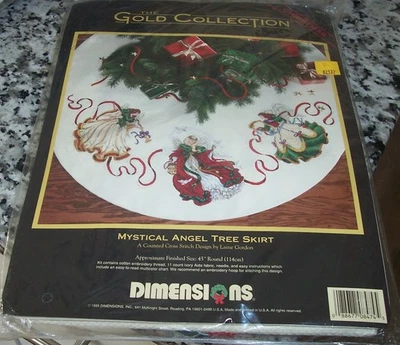 Dimensions Gold Collection Counted Cross Stitch Kit Mystical Angel Tree Skirt - Image 1 of 2