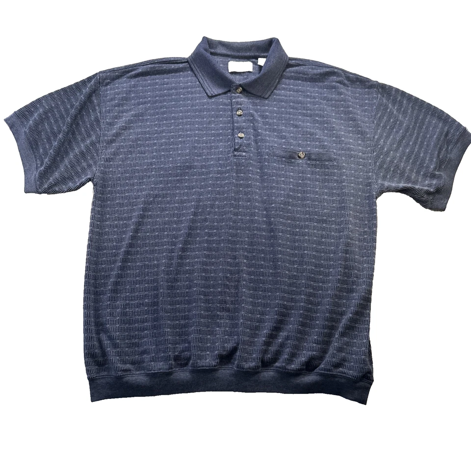 Vintage Authentic Falls Creek Polo Shirt Mens L Blue Golf Banded Bottom Tony - Image 1 of 4