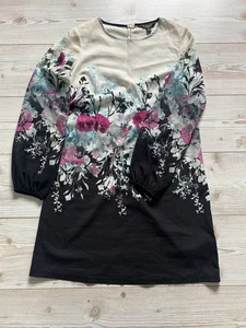 Mini abito donna estivo Lipsy London UK10 floreale manica lunga zip posteriore leggero - Foto 1 di 11