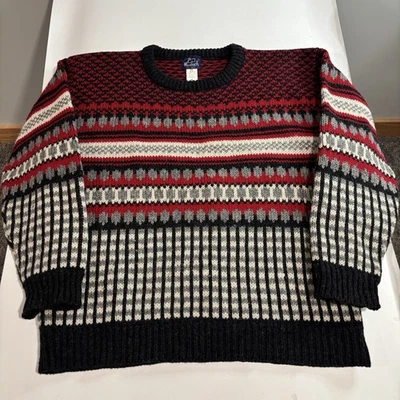 Suéter de Lana Woolrich Talla Grande Estampado Geométrico Rojo Gris Negro Foto 1 de 4