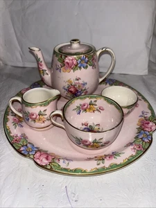 RARE ANTIQUE JAMES KENT LONGTON ENGLAND “ WINDSOR “ 2987 PINK FLORAL TEA SET - Picture 1 of 24