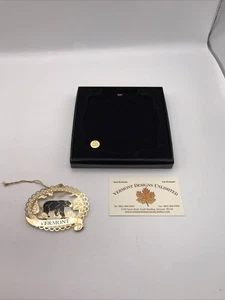 Vermont Souvenir Christmas Ornament Black Bear 24K Plated Signed VTD - Bild 1 von 5