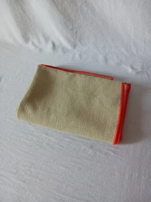 Manduka Yogitoes Skidless Non-Slip Grip Yoga Mat Towel 24x66 Beige Orange Trim - Image 1 of 4