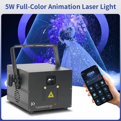 5W RGB Full Color Animation Laser Light DMX512 ILDA App Control for Wedding - Image 1 of 4