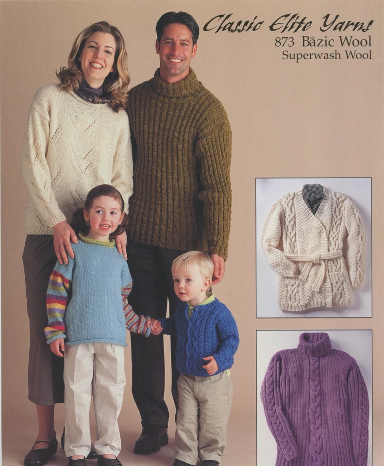 Classic Elite Yarns CEY Knittng Pattern 873 Bazic Sweaters for Men Women Child - Image 1 of 1