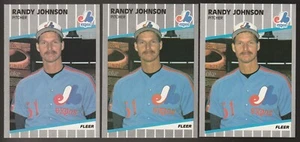 1989 Fleer #381 Randy Johnson Montreal Expos Rookie Card Lot of 3, NM+ - Bild 1 von 2