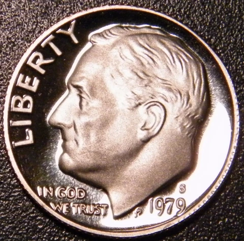 1979 S Roosevelt Dime Type 2 Clear S Gem Deep Cameo US Clad Proof Coin Cover