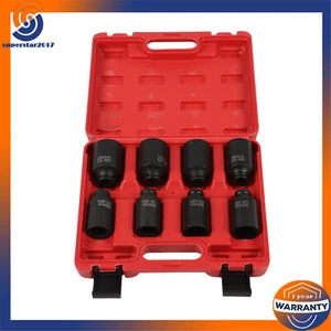 1/2" Impact Socket Set 12Point 1" to 1-1/2"Drive Deep Spindle Axle Nut 8PCS - Bild 1 von 12