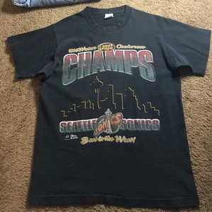 Vintage 1996 Faded Seattle Sonics NBA Western Conference Champs Shirt SIZE M - Picture 1 of 6