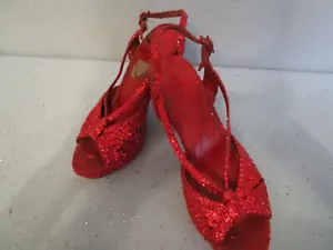 DEVIL SHOES WOMEN SZ 5.5 M red glitter halloween costume sandals heels ladies sz - Picture 1 of 7