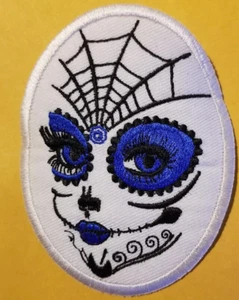 Sugar Skull Face Web blau Patch ca. 2,75x3,5" - Bild 1 von 2