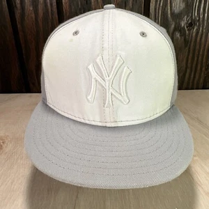 New York Yankees Hat White Gray New Era 59Fifty 5950 Size 8 Wool NY Baseball MLB - Picture 1 of 17