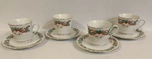 (4) Sango Noel 8401 Cup & Saucer Sets 1990 Holiday Holly Berry Bell Christmas - Picture 1 of 8