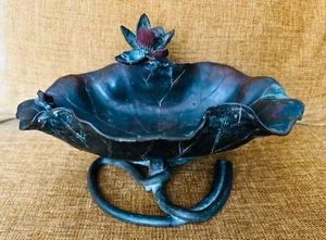 Japanische Bronze Lilie Pad Schale mit Frosch Motiv Mitte 19. Jahrhundert - Bild 1 von 23