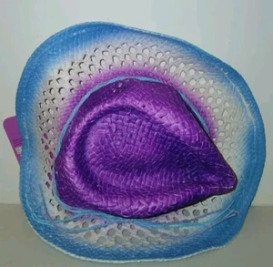 Kids Cowboy Cowgirl Straw Hat | Purple & Blue | Western Style - Picture 1 of 4
