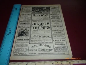 QUEEN'S THEATRE MANCHESTER 1901 HEARTS ARE TRUMPS PROGRAMA MAUD ELMORE *RARO* - Imagen 1 de 5