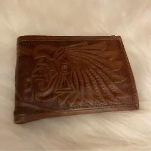 Cartera de cuero marrón vintage de hombre hecha a mano trabajada a mano - Imagen 1 de 12
