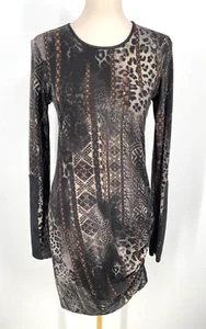 SW3 Bespoke womens size M Jersey Dress Fitted Ruched Side Black Gray pullover - Picture 1 of 11