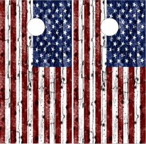 Bandera Americana Madera2 LAMINADO Cornhole Wrap Bag Tirar Calcomanía Adhesiva - Imagen 1 de 1
