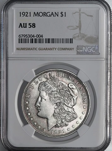 1921-P  $1 MORGAN SILVER DOLLAR  NGC AU58 #6795304-004 - TONED / TONING Cover
