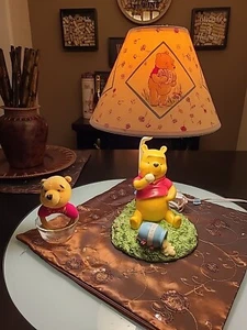 WINNIE THE POOH NURSERY LAMP SPILLED HONEY & SHADE W/FREE GIFT POOH TEETHER #85 - Picture 1 of 24