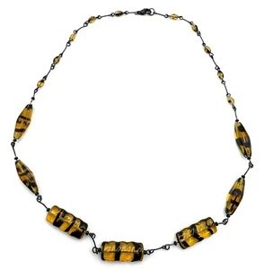 Necklace Tortoise Shell Topaz Glass Bead 19.5 in - Picture 1 of 4