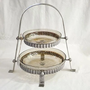 2 Tier Serving Tray Stand Rustic and Eclectic Party Serving Stand - Picture 1 of 16