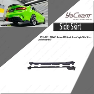 Carbon Black Shark Style Side Skirt Kits Underboard For 19-21 BMW 3 Series G20 - Picture 1 of 24
