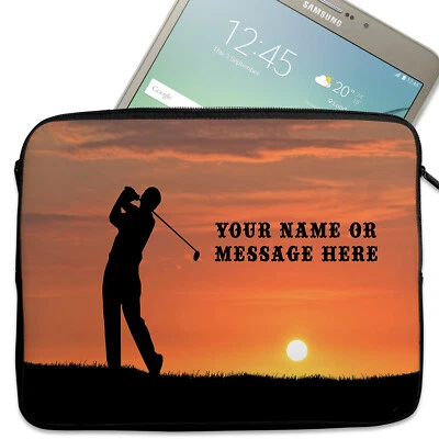 Personalised Golf Tablet Sleeve Laptop iPad Case Zip Pouch Bag Mens Gift SH116 - Image 1 of 4
