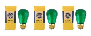3 Vintage NOS GE FG1432-X3 Green Light Bulbs Lamp Sign 11 Watt USA Medium Base - Picture 1 of 10